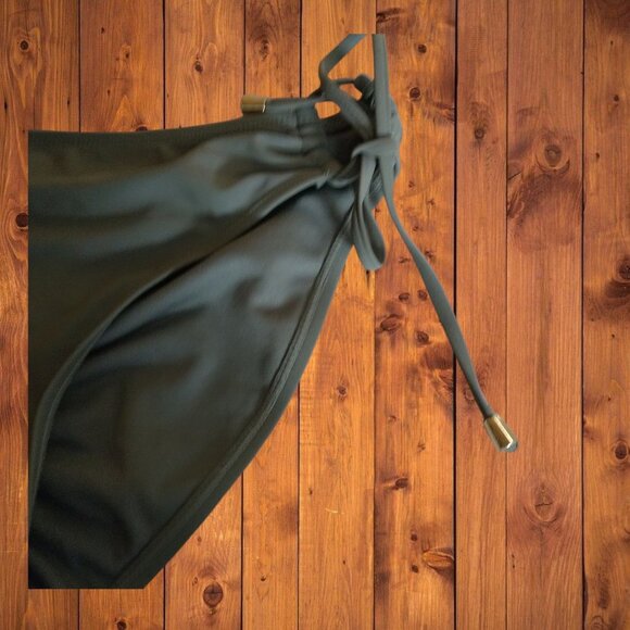 Time and Tru Women's Medium (8-10) Green Bikini Bottom Ruched Back Side Ties - Picture 3 of 4